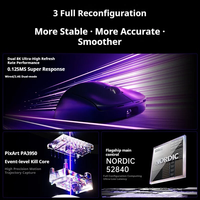 XIBERIA EX Lightweight Wireless Mouse Dual 8000Hz Polling Rate FPS