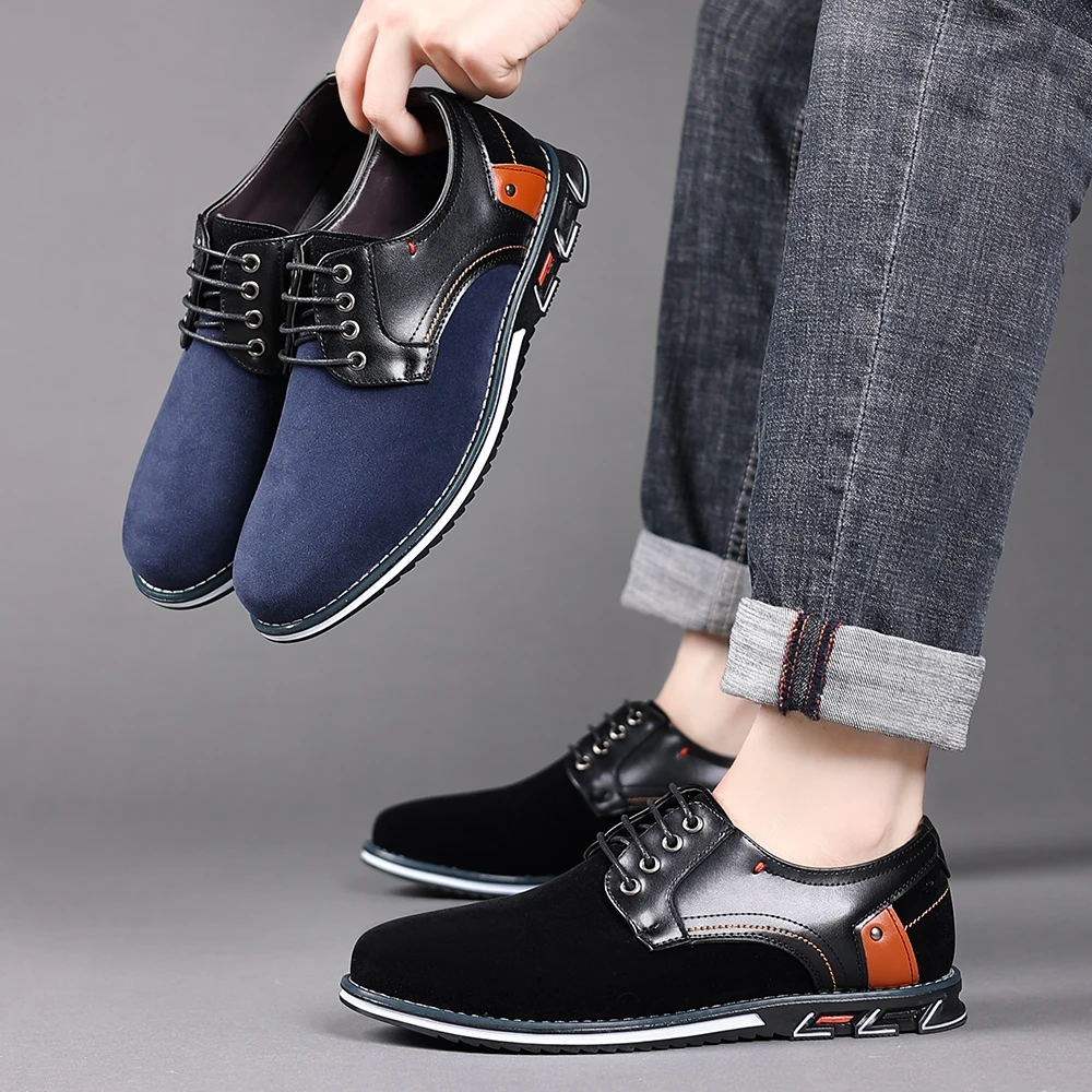 Men Shoes Leather Walking Shoes Business Non-slip Soft Bottom Work Loafers Round Flat Bottom Footwear Outdoor Sneaker