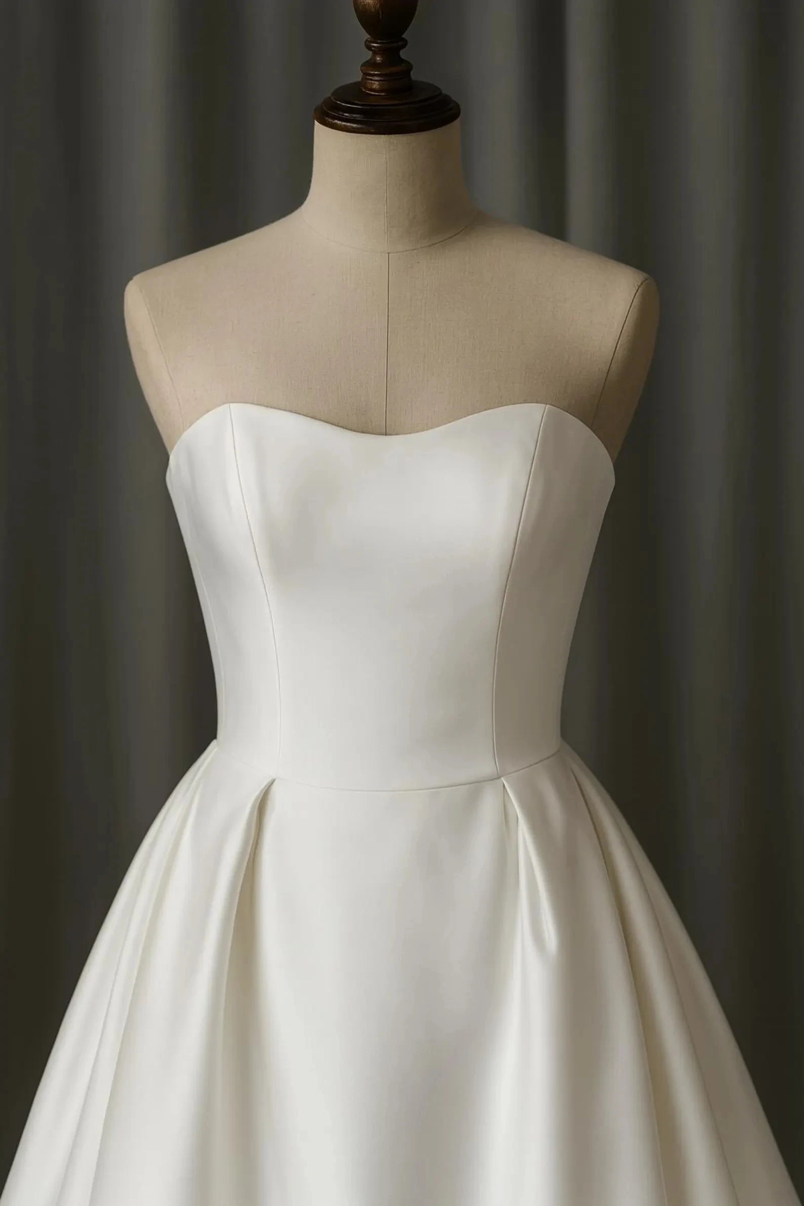 تخصيص الكرة بثوب فساتين الزفاف حمالة الساتان الدانتيل يصل أزرار المرأة بسيطة طويلة أثواب الزفاف فستان العروس #5