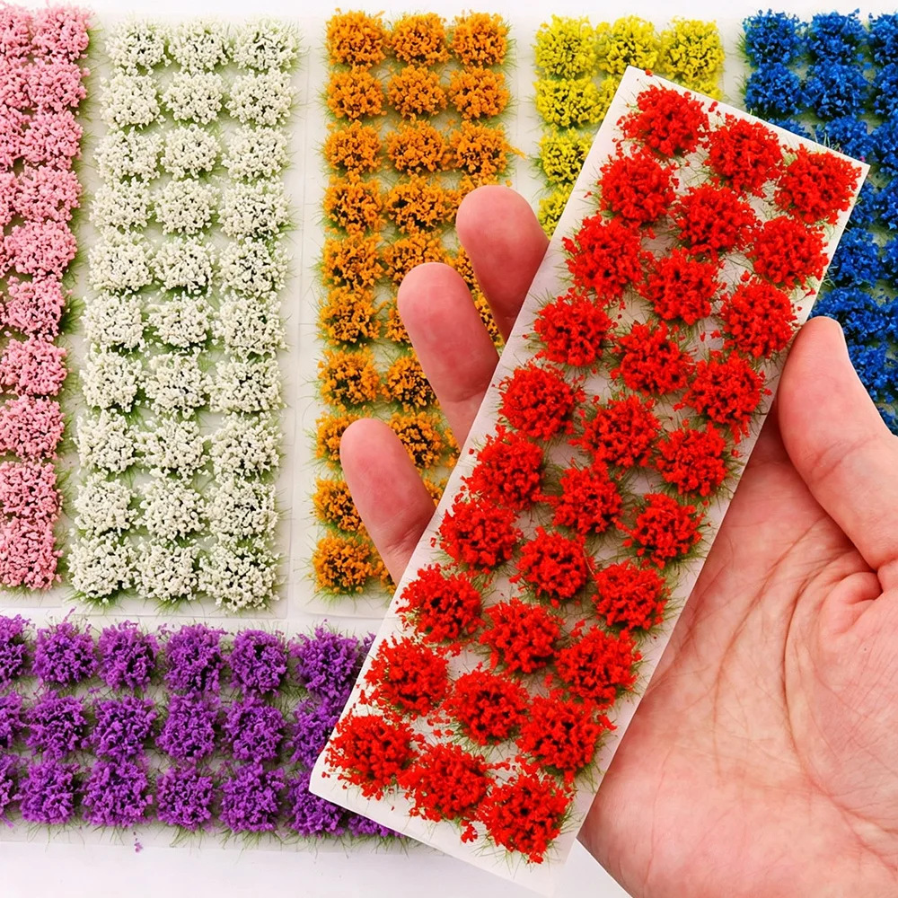 30Pcs/box Mutlicolor Simulation Flower Cluster Model Kits DIY Making Materials for Sand Table Scene Grass Bushes Plants Layout