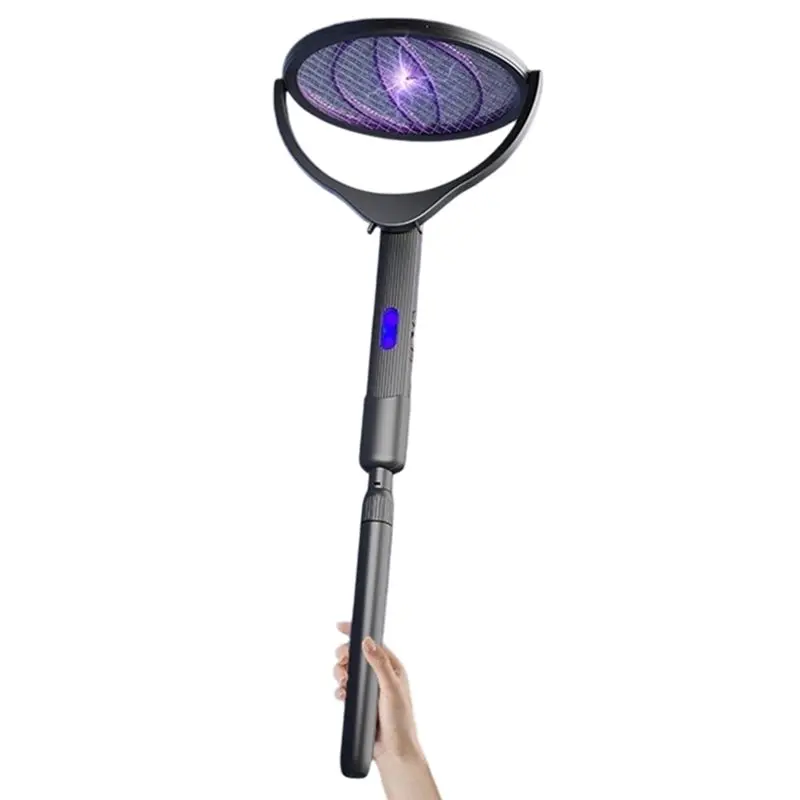 BAAJ-Retractable Electric Mosquito Racket Rechargeable Dual-Use Fly Bug Zapper Rotating-Head Indoor Outdoor