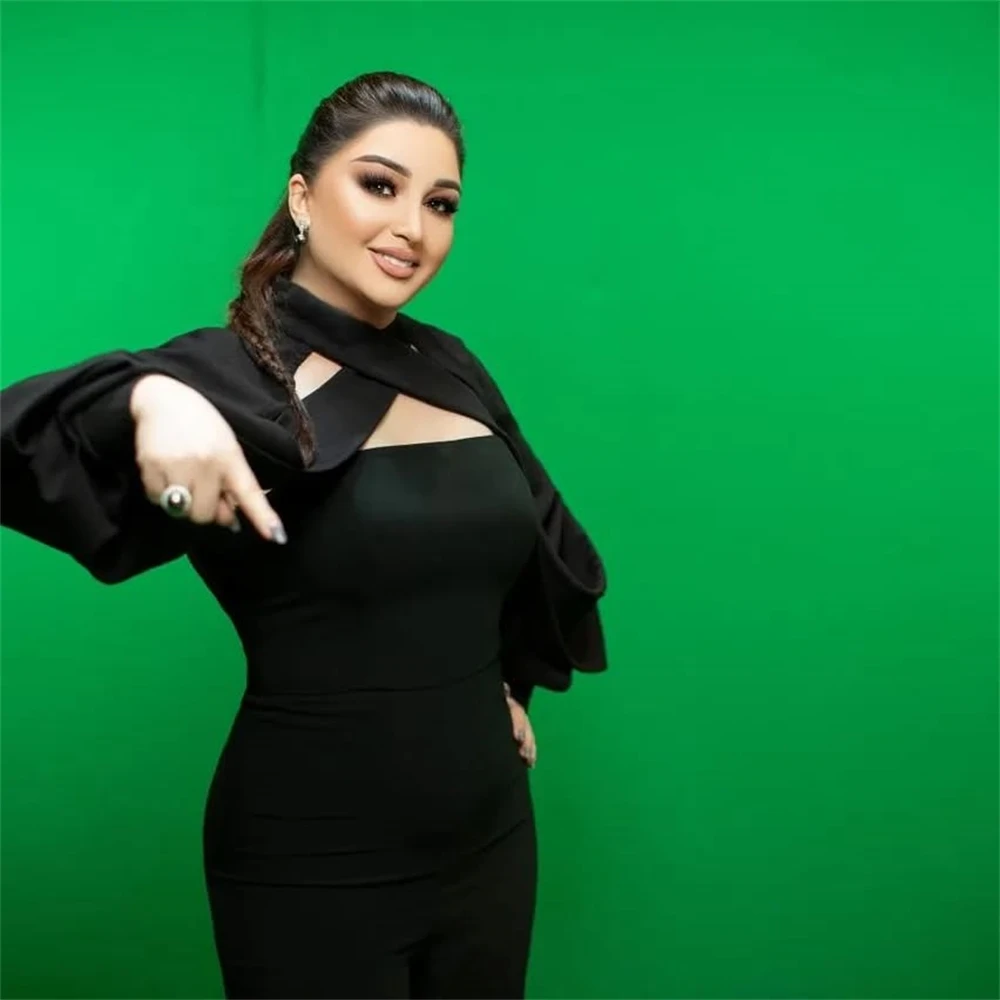 Maßgeschneidertes Abendkleid aus klassischem schwarzem Jersey, trägerlos, schulterfrei, Ballkleider, einfache knöchellange Kleider für besondere Anlässe