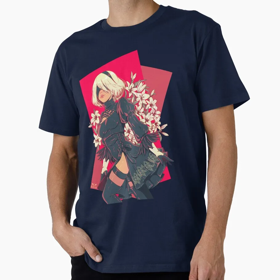

2B from NieR Automata Anime Video game Gift t shirt for man JRPG Graphic Tee Y2K Clothes 100% cotton printed All size Tops S-6XL