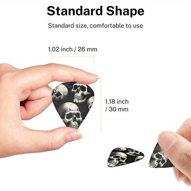 Nowy zestaw kostek do gitary 6-częściowy zestaw - dwustronne kolorowe drukowane plektrony do gitary elektrycznej/basowej, trwałe akcesoria gitarowe zestaw podarunkowy