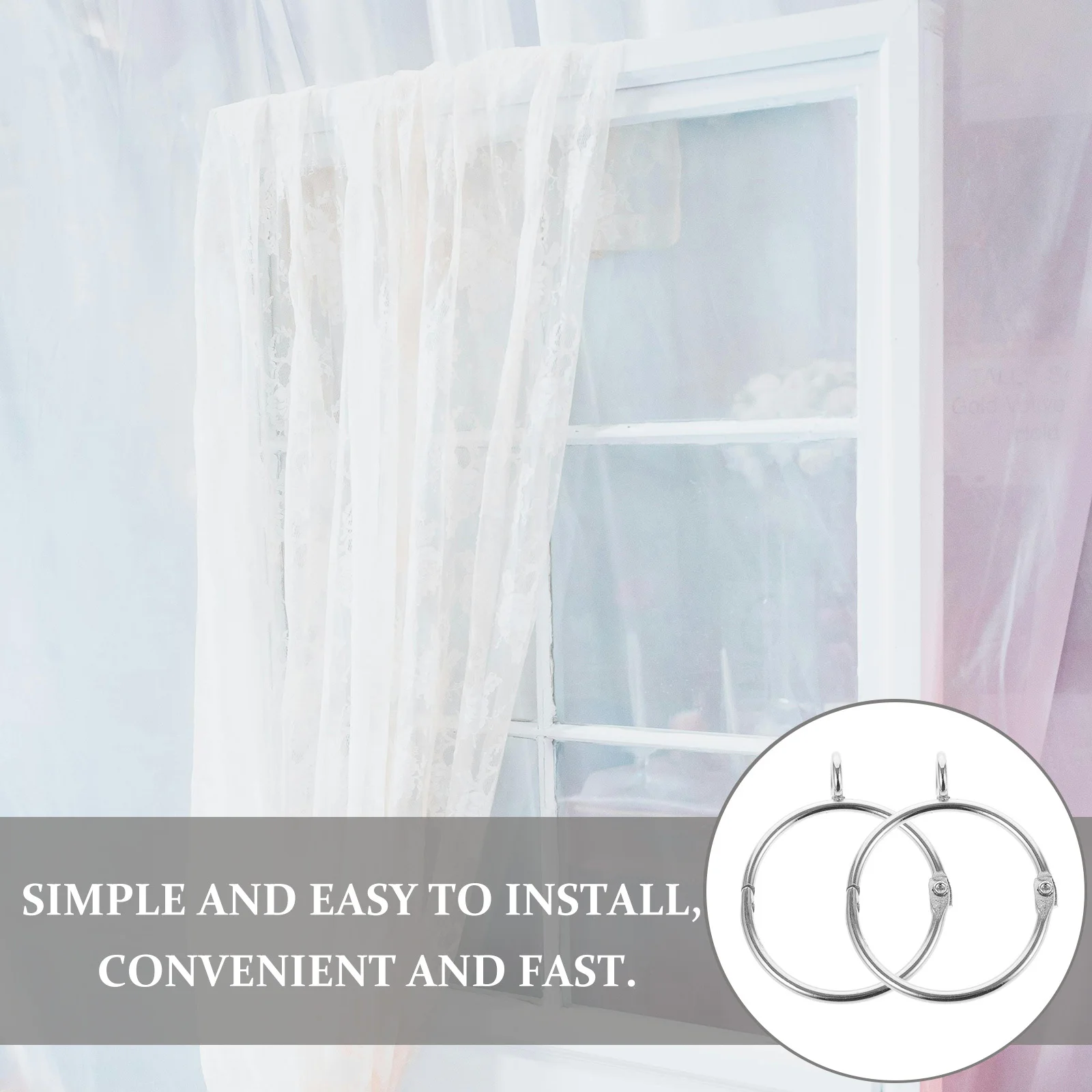 

20Pcs Stainless Steel Shower Curtain Rings Thickened Eyelet Rings Silent Hooks for Hanging Curtains Drapery