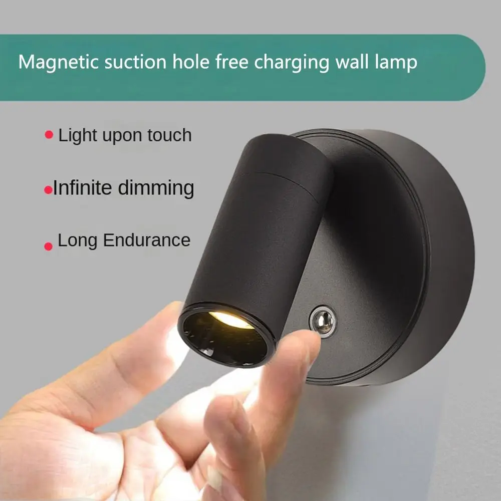 

Portable Magnetic LED Wall Light Wall Mounted 360° Rotation Cabinet Spotlight No Wiring Touch Remote Control Wall Lamp Bedside