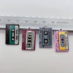 10pcs Spray Paint Cassette Tape Enamel Charms For Jewelry Making Findings DIY Earrings Magnetic Tape Metal Pendants