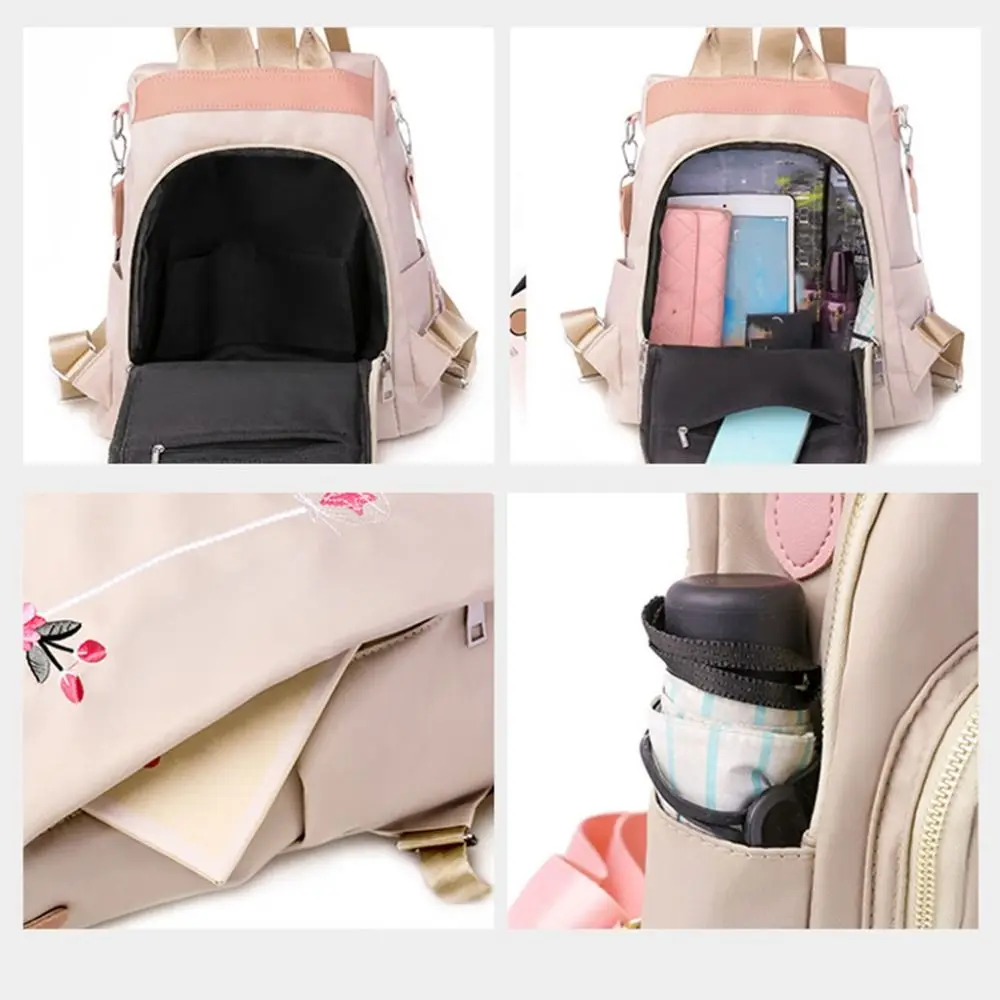 Women Backpack Waterproof Oxford Fashion Casual Embroidery Bag Designer Female Large Capacity Travel Handbag Shopping Knaps