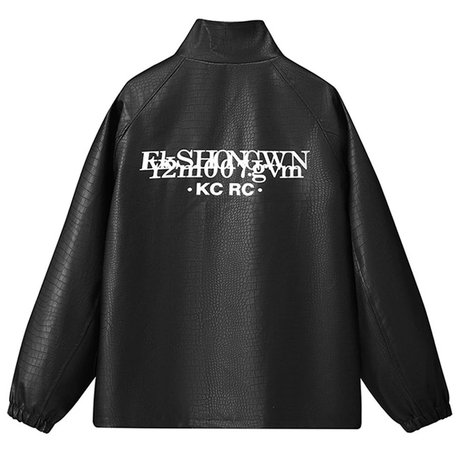 Stand-up Collar PU Jacket Men Motorcycle Biker Jacket Coat 12XL Plus Size Fashion Casual Jacket Male PU Coat Black