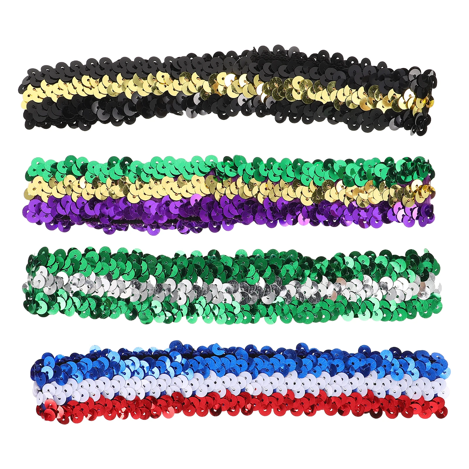 

4pcs Sequin Headbands Elastic Hair Bands for Women Multicolor Stretchy Glitter Fashion Accessories Non-Fading Design