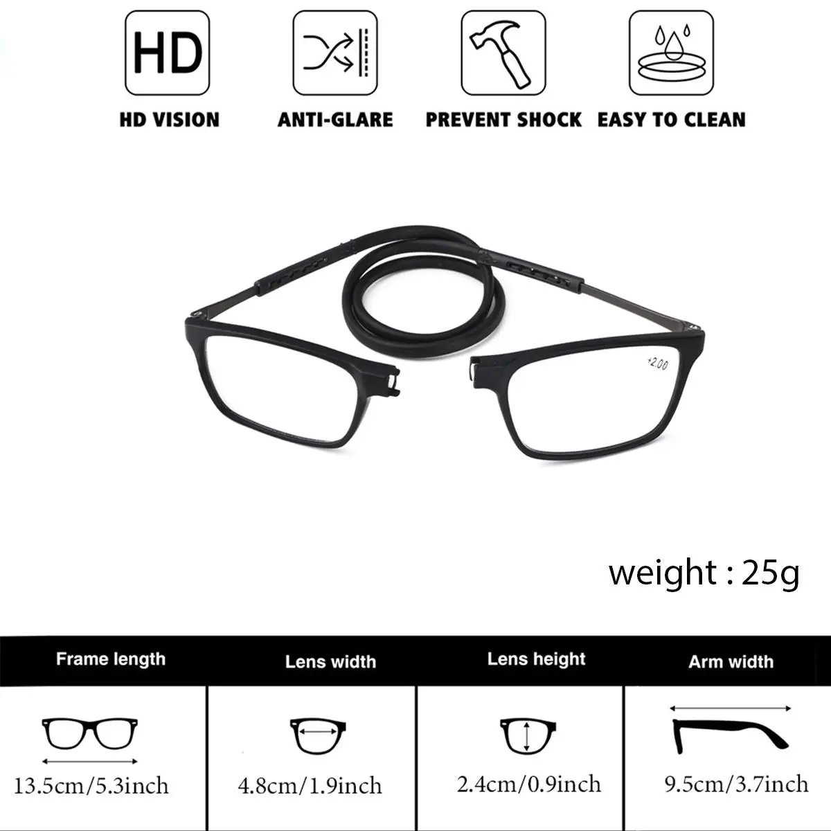 Portable Folding Reading Glasses High Definition Resin Fashion Presbyopic Eyeglasses Neck Reading Glasses reading Glasses Men