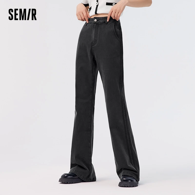 Semir Jeans Women Cool Sense Trousers Sport Wind 2024 Summer New Do Old Antibacterial Flare Trousers Ladies Retro