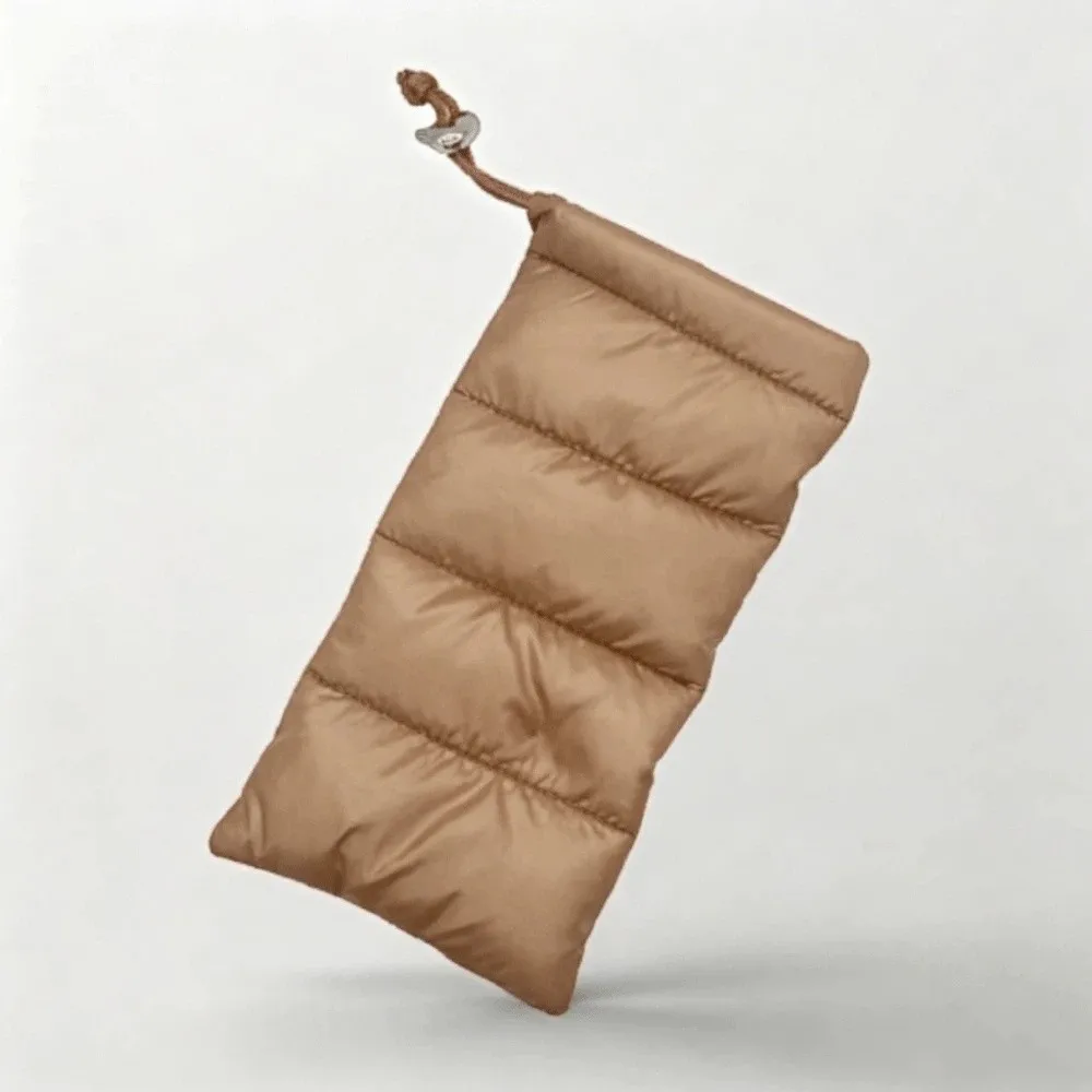 Fashion Down Jacket Quilted Padded Eyeglass Case Soft Drawstring Spectacle Case Lightweight Shockproof Eyewear Protector Camping