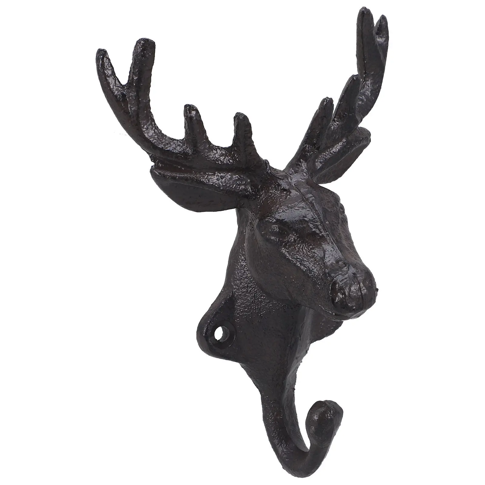 Cast Iron Wall Hook Deer Head Shape Vintage Rustic Coat Hanger Sturdy Clothes Bag Towel Hook for Bedroom Kitchen Bathroom Wall