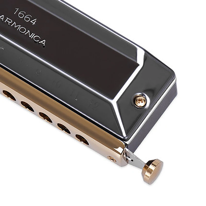 Профессиональная хроматическая губная гармошка QIMEI, 16 отверстий, 64 тона, ключ C, круглый мундштук, орган для высококачественных исполнителей, богатый
