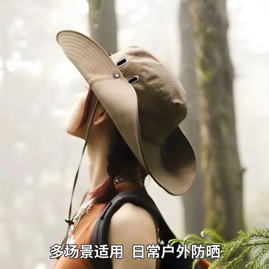 Western Cowboy Hat, Outdoor Sun Protection Fisherman Cap for Women, Summer Hiking Hat for Men Large Size