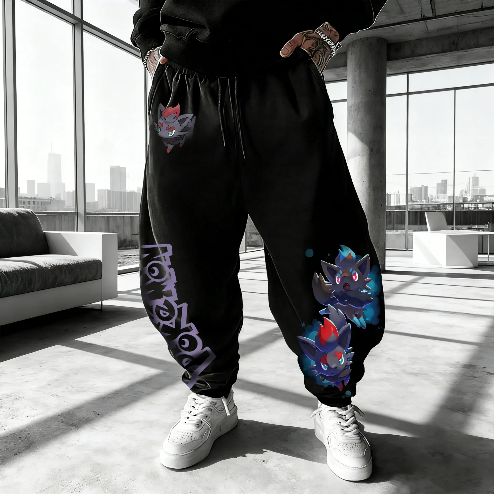 

Pokémon Anime Zorua Printed Sweetpants 2026 Unisex Spring/Summer New Style Harajuku Large Loose Casual Y2K Cotton Tapped Pants