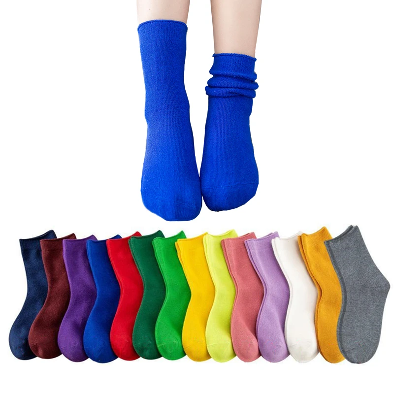 Children\'s Socks Cotton Colorful Harajuku Retro Boys Girls Black Socks Kids Klein Blue School Casual In Tube Solid Sox Stylish