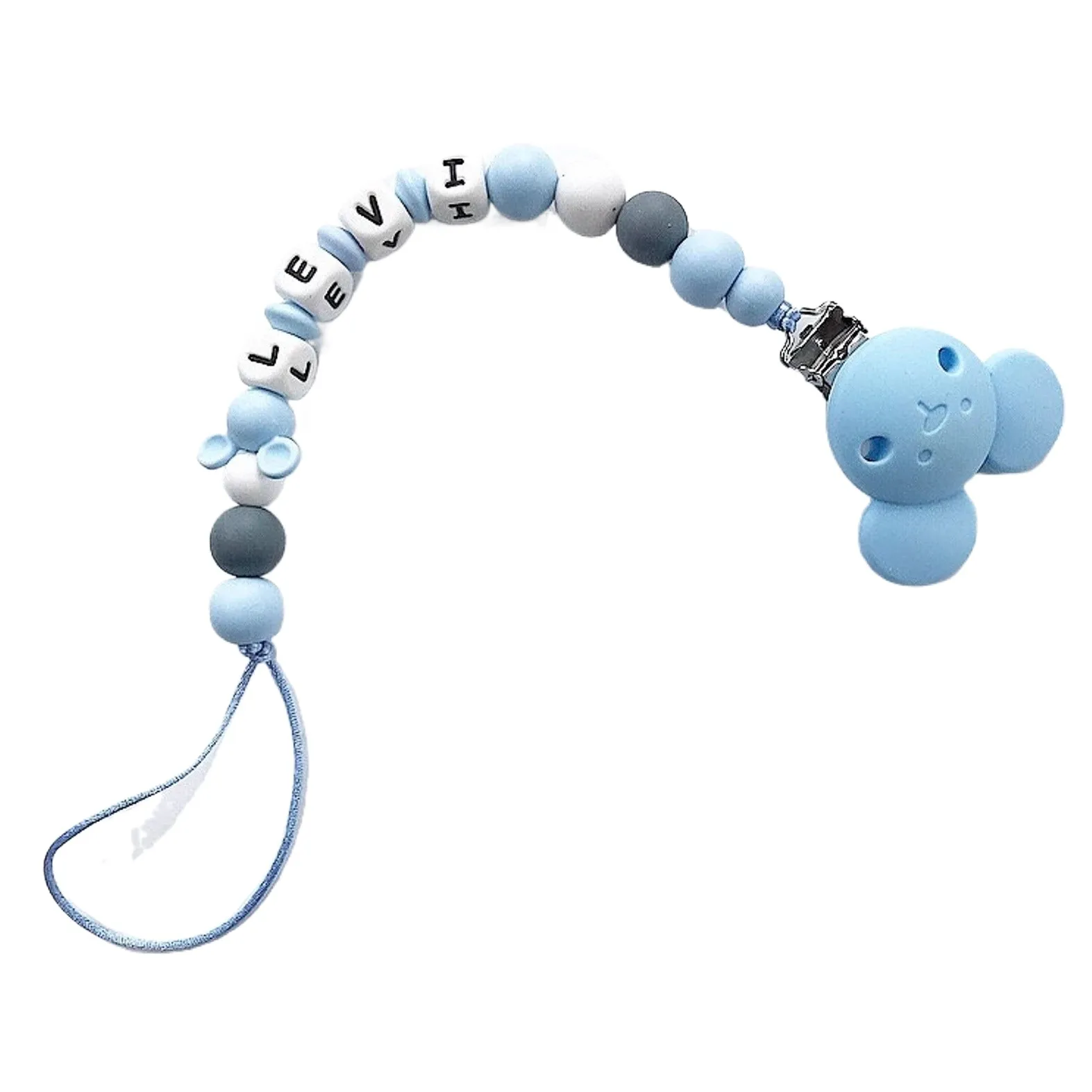 

Personalized Name Mouse Head Pacifier Clip Custom Baby Silicone Teether Holder
