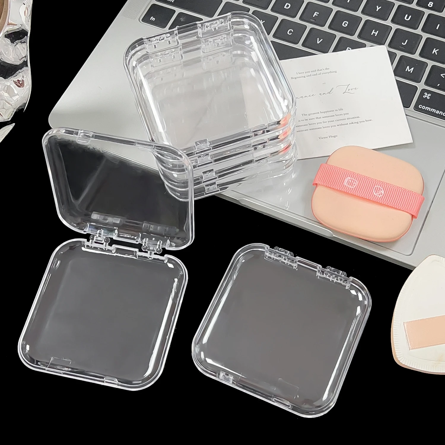 5PCS Transparent Powder Puff Drying Storage Box Portable Waterproof Cosmetic Makeup Box Dustproof Empty Puff Holder Container