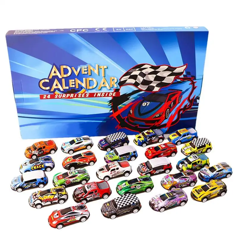 24Pcs /Set Christmas Gifts Advent Calendar Alloy Model Diecast Car Set Inertia Sliding Cars Toys for Boys Girls New Year