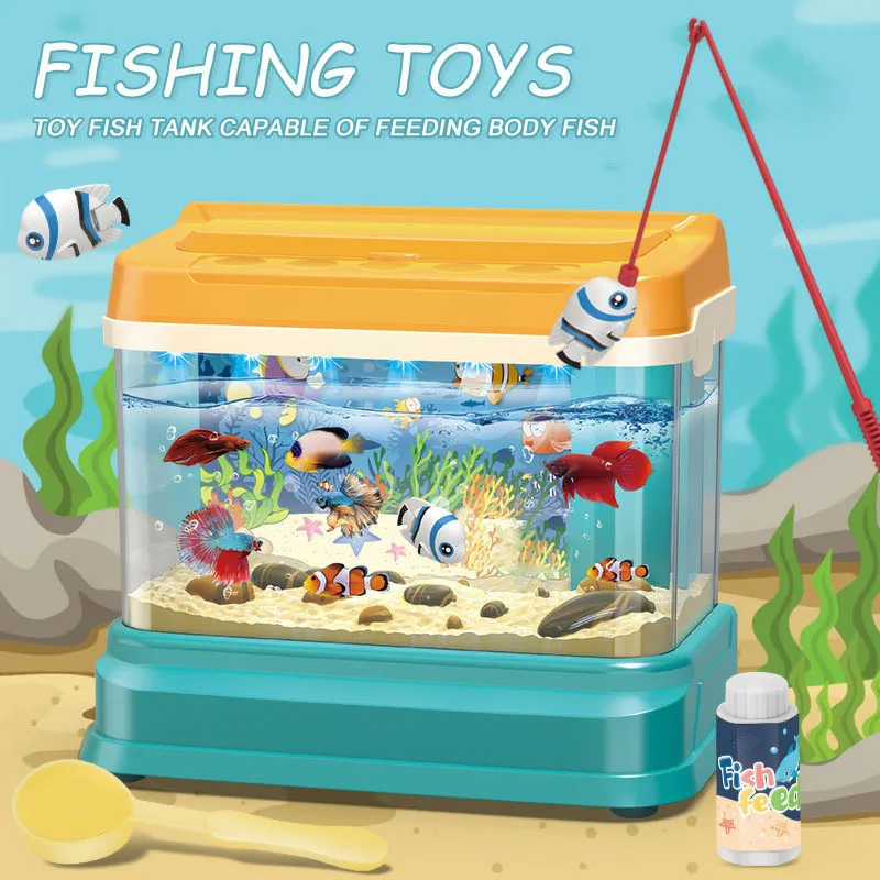 

Electric Fish Tank With Magnetic Stick Educational Toy USB Simulation Fish Tank Toy With Light And Music Kids Toy