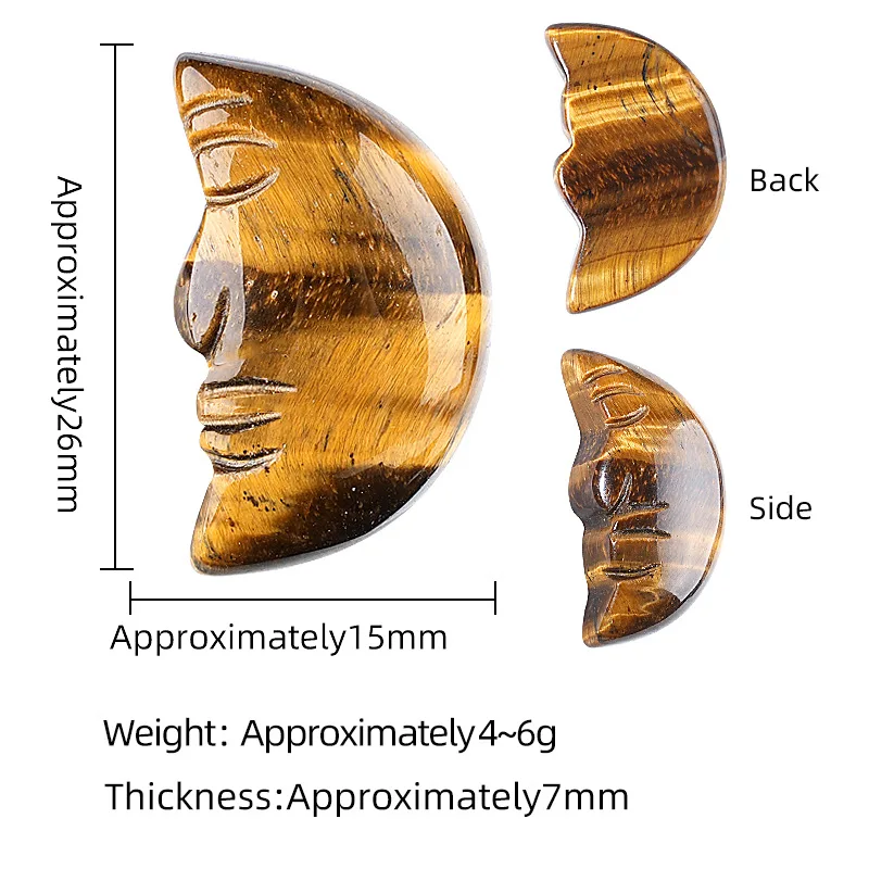 1PC Natural Stone Carved Crescent Moon Face Amethyst Lapis Tiger Eye Crystal Moon Figurine Healing Crystal Home Decor Reiki Gift