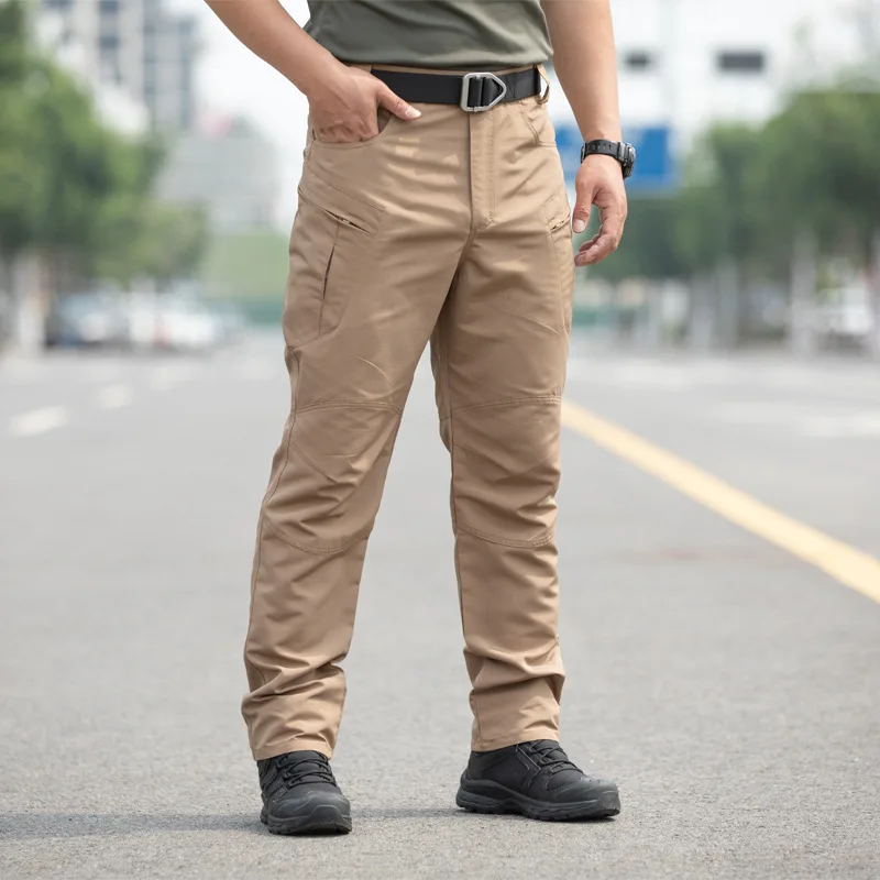 Herren Rip-Stop Taktische Cargohose mit mehreren Reißverschlusstaschen, verschleißfeste gerade Arbeitshose, Outdoor-Wanderhose, Taktikhose – Detail 12