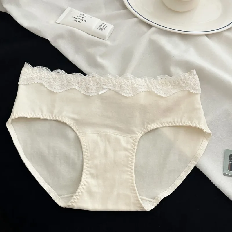 SP & CITY เกาหลีผ้าฝ้ายชุดชั้นในผู้หญิงต่ําเอวน่ารักโบว์กางเกงลูกไม้สาวหวาน Breathable กางเกงไม่มีรอยต่อ