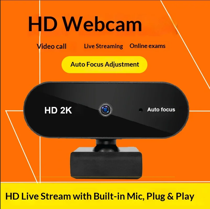 2K/1080P USBWebcam HDComputer Camera, Auto Focus PC Laptop Web Camera with Microphone, Plug & Play for Video Call Live Streaming