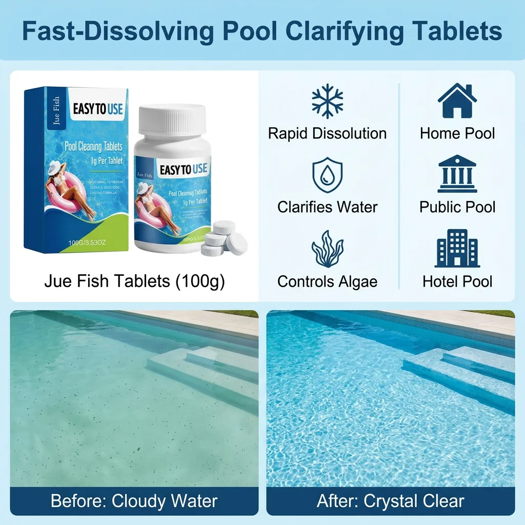 Swimming Pool Maintenance Tablets Fast Dissolving Water Purifier Algae Control for Spa Hot Tub Clear Water Treatment 100g