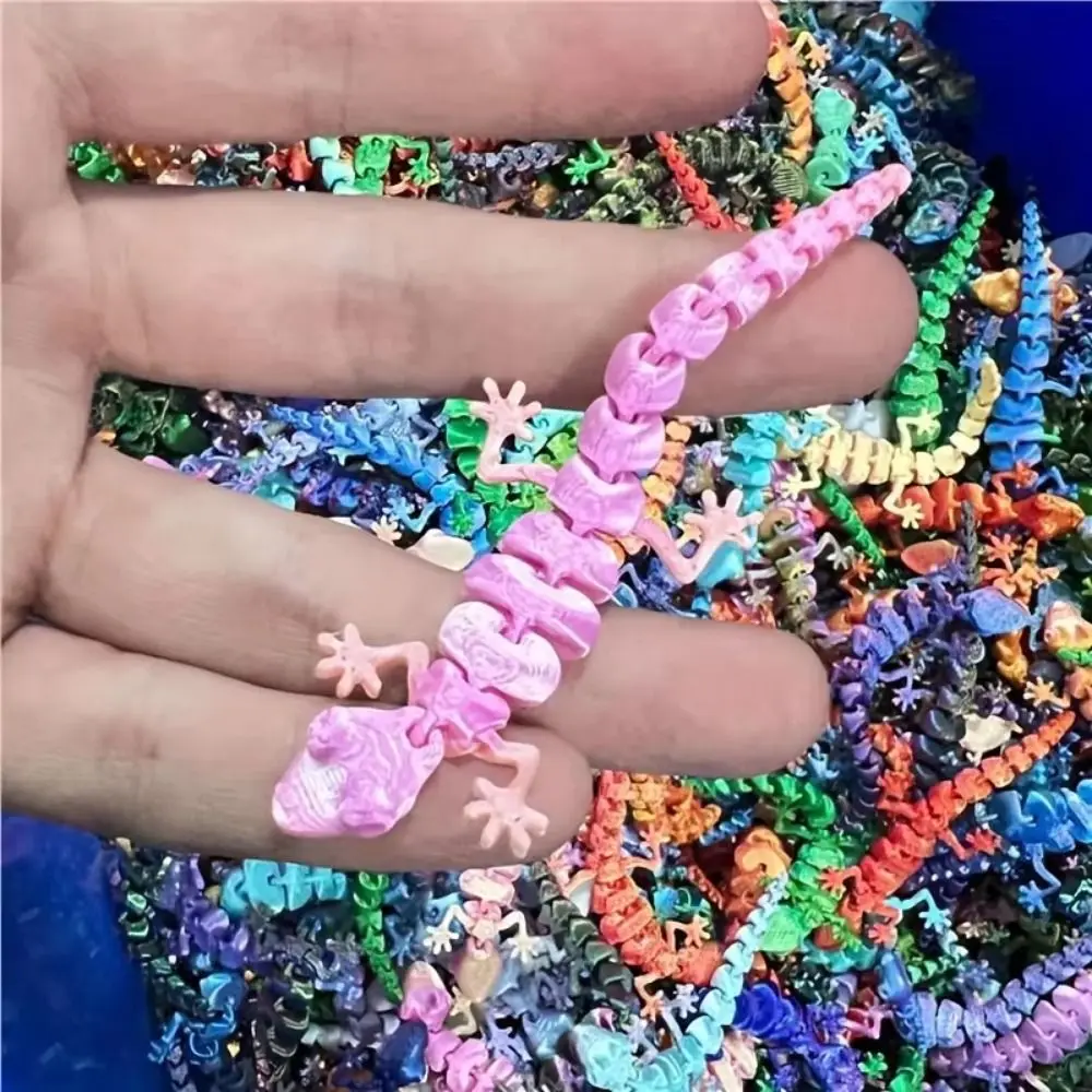 20Pcs Creative 3D Printed Gecko Model Simulation Lifelike Simulation Lizard Model Articulated Flexible Mini Gecko Figurine