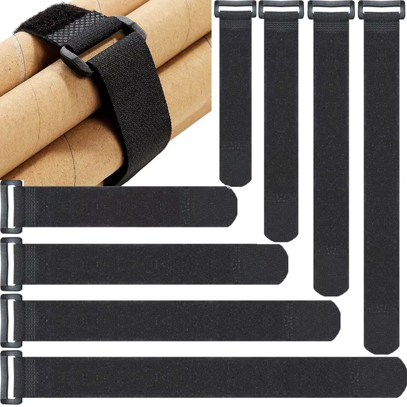 Schwarze Klettbänder wiederverwendbar aus Nylon Haken und Schlaufen Kabelbinder verstellbare Drahtbefestigung Spannbänder Kabelorganizer hält Leitungen geordnet verhindert Verwicklungen geeignet für Haus Büro Elektroni – Detail 10