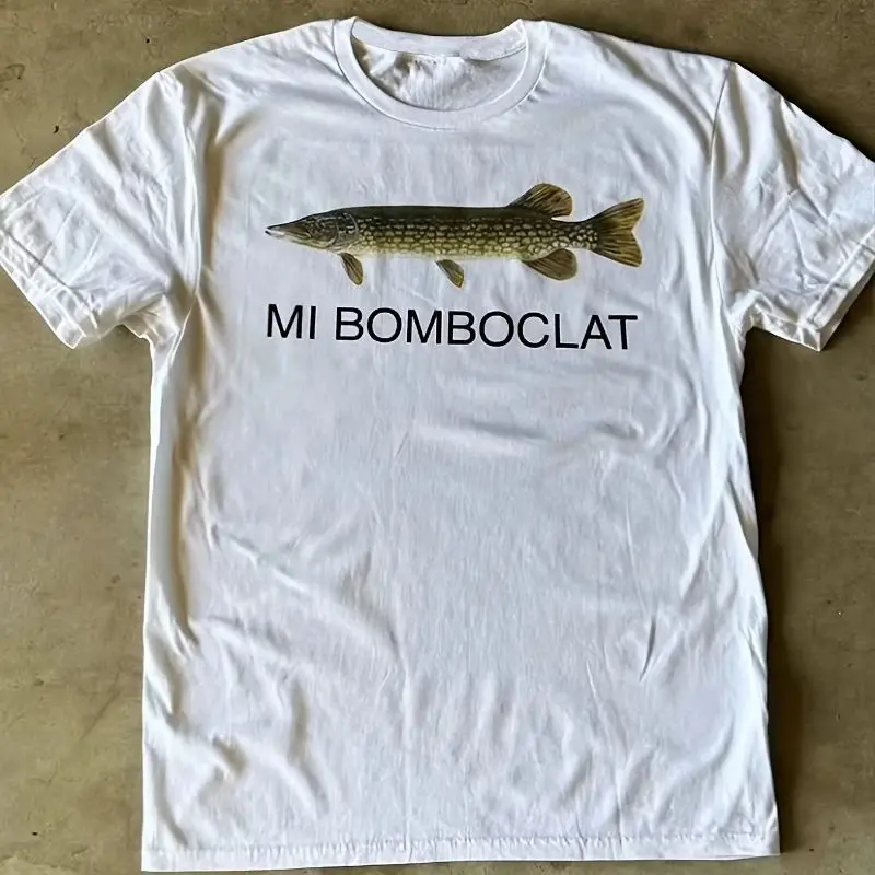 تي شيرت قطني مطبوع عليه نمط سمكة Mi Bomboclat، كاجوال بأكمام قصيرة ورقبة دائرية، ملابس رياضية خارجية للجنسين #2