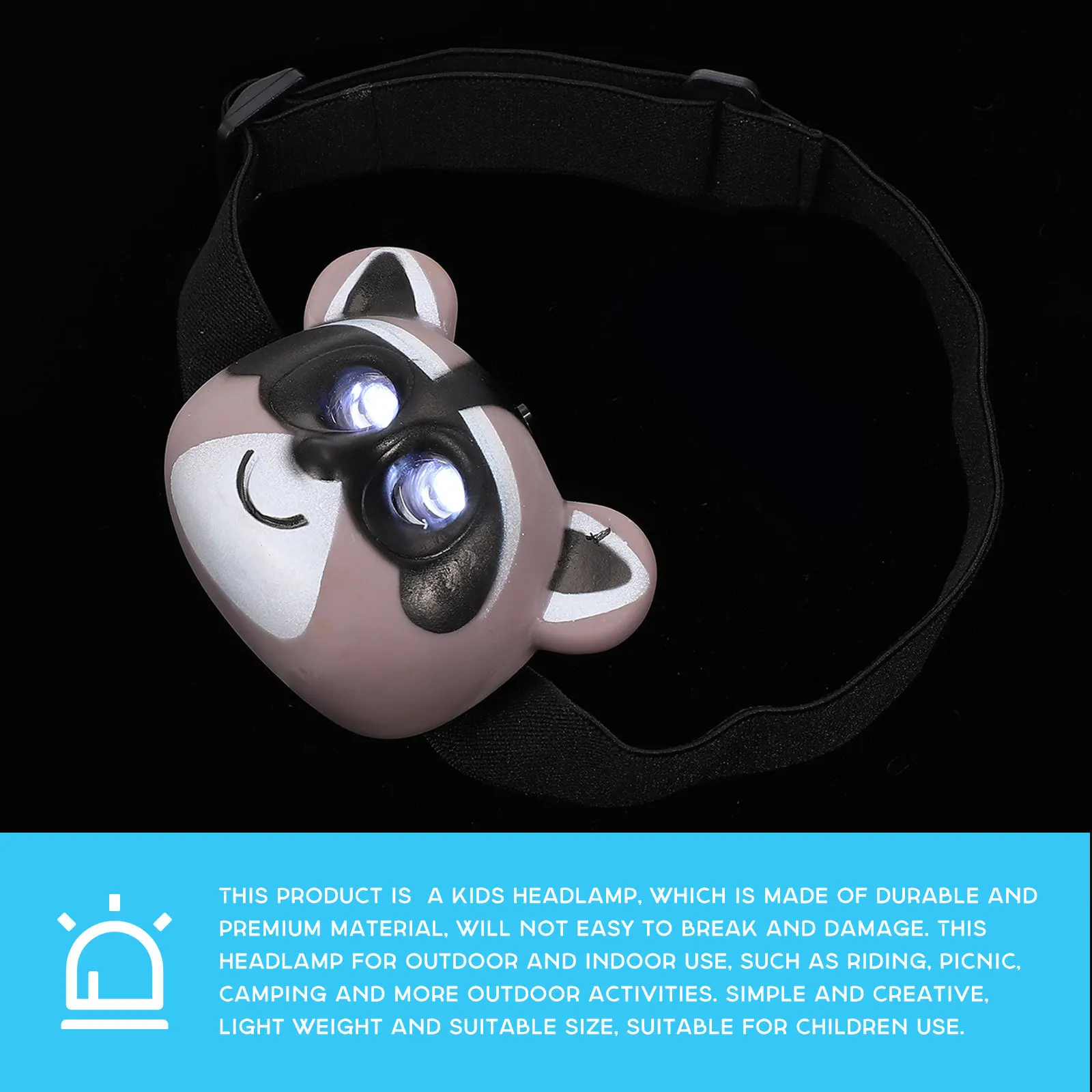 مصباح أمامي بلاستيكي خفيف الوزن بتصميم حيوان لطيف مثبت على الرأس للأنشطة الليلية والمشي الرياضي في الهواء الطلق
