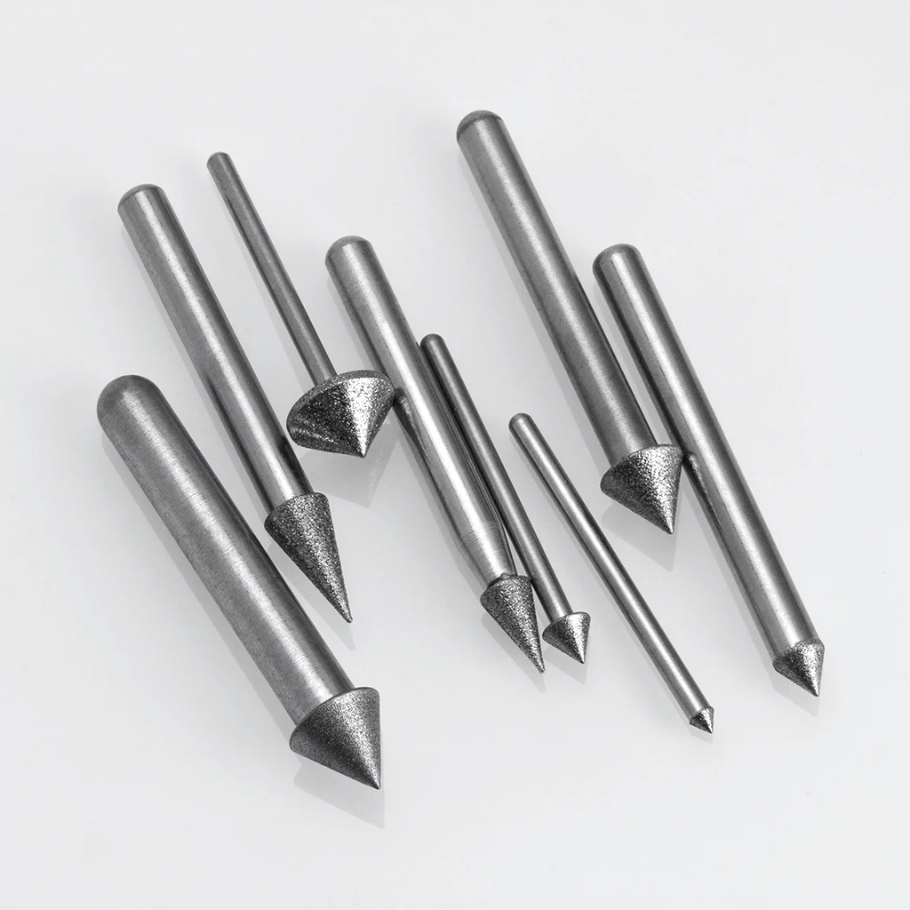 5pcs Diamond Taper Grinding Points Rod 30/45/60/90/120°Emery Conical Umbrella Chamfering Grinding Head Glass Ceramic Hole Reamer