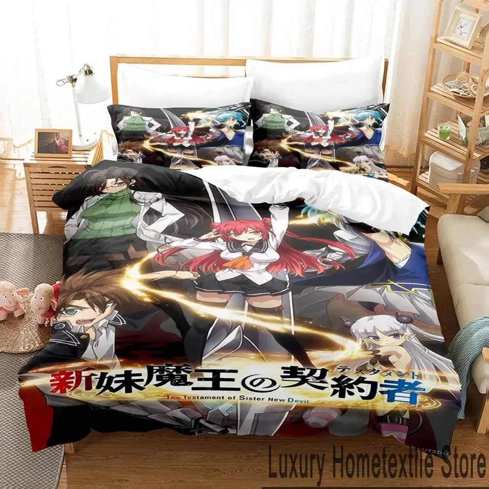 Anime Testament of Sister New Devil Bedding Set,Duvet Cover Bed Set Quilt Cover Pillowcase,King Queen Twin Size Boys Girls Adult