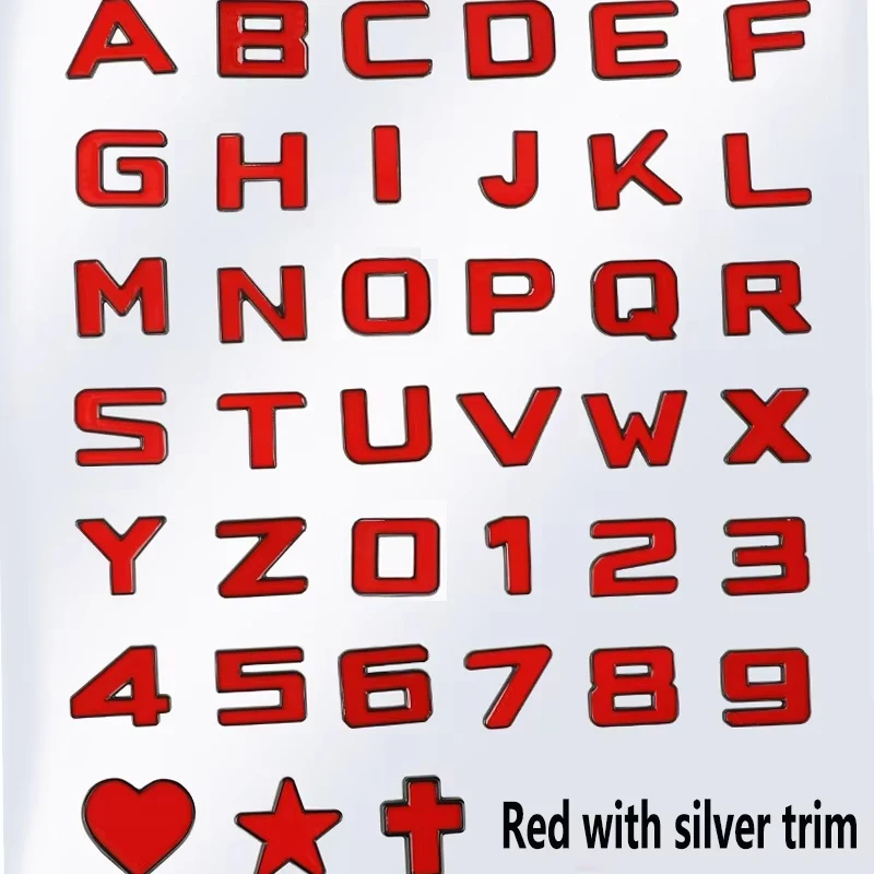 

3D Metal DIY Adhesive Letters Word Alphabet Emblem Decals Numbers Black Red Car Poster Rear Trunk Logo Badge Sticker Accessories