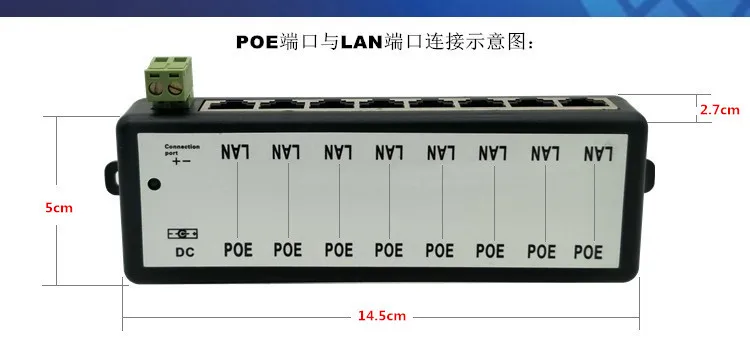 POE Injector para Rede CCTV, Power Over Ethernet Injector, 4 Portas, 8 Portas, Câmera PoE, IEEE802.3af, Nova chegada