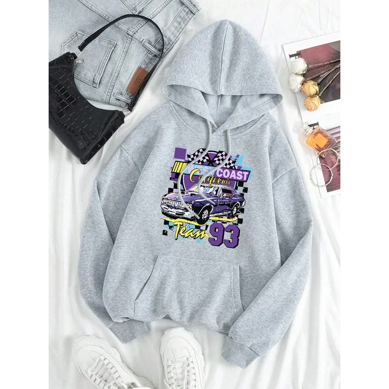 

California West Coast Muscle Car Launch Men Women Clothes New Fashion Hoodies Warm Fleece Clothing Street Loose Couple Hoodies