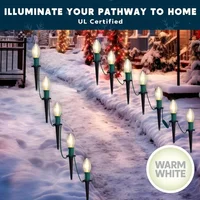 C9 Christmas Pathway Lights 30.75ft 24 Bulbs Outdoor Xmas Decorations Warm White for Holiday Waterproof Outside Yard Garden Party Walkway Decor Outdoor festival lighting 5