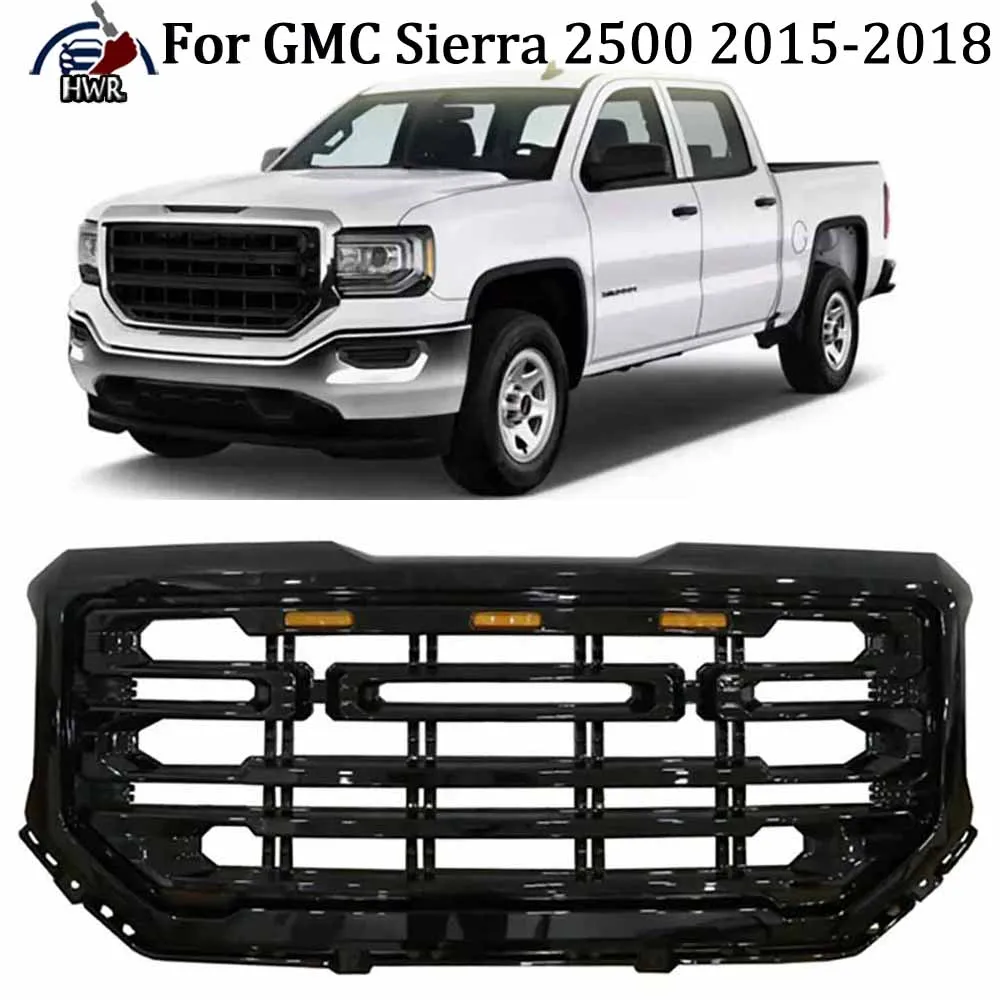 กระจังหน้ารถแข่งสำหรับ GMC Sierra 2500 2015-2018กระจังอะไหล่แต่งออฟโรดกระจังหน้าแบบเดิม