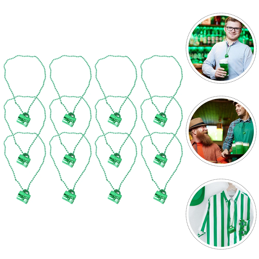 12 pçs dia de são patrício pingente colar contas corda decoração fino acabamento cor brilhante dia de são patrício frisado colar