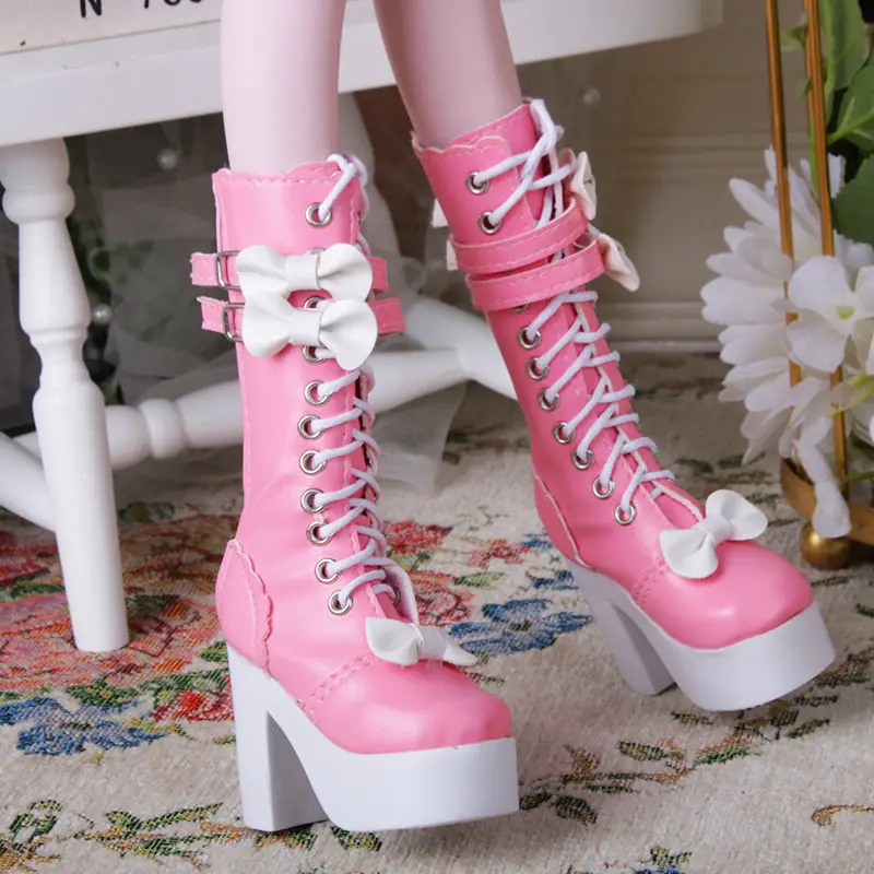 1/3 BJD Doll PU Scarpe in pelle 60cm Doll Stivali lunghi al ginocchio Tacco alto Scarpe da principessa Accessori per bambole Giocattoli per ragazze Regalo di compleanno