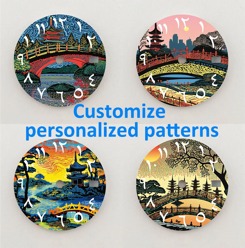 Циферблат NH35, циферблат с древней башней, 28,5 мм, циферблат с арабскими цифрами, подходит для NH35/36, запасные части для часов, аксессуары на заказ