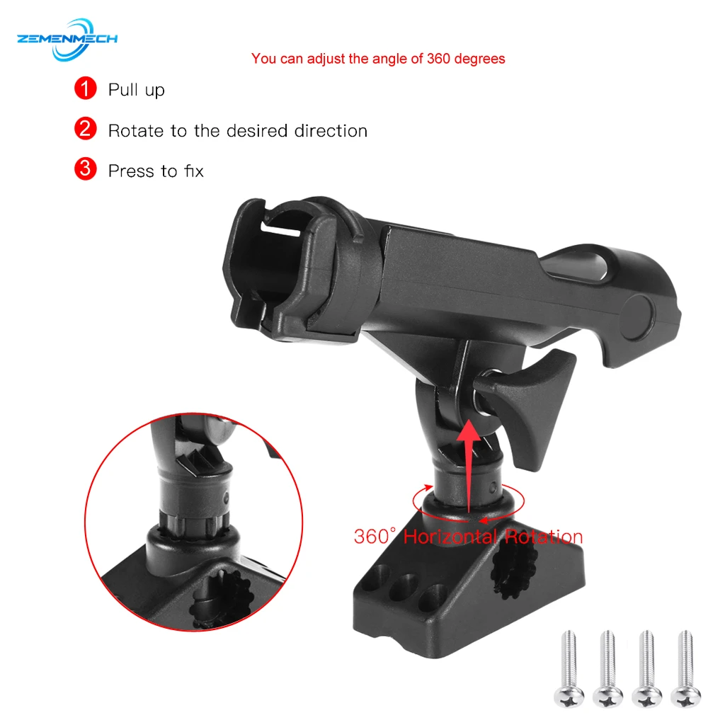 ABS Adjustable Boat Fishing Rod Rack Holder Device Pole Kayak Support Fixer Fix Pole Rotatable Mount Inflatable Boat Accessories