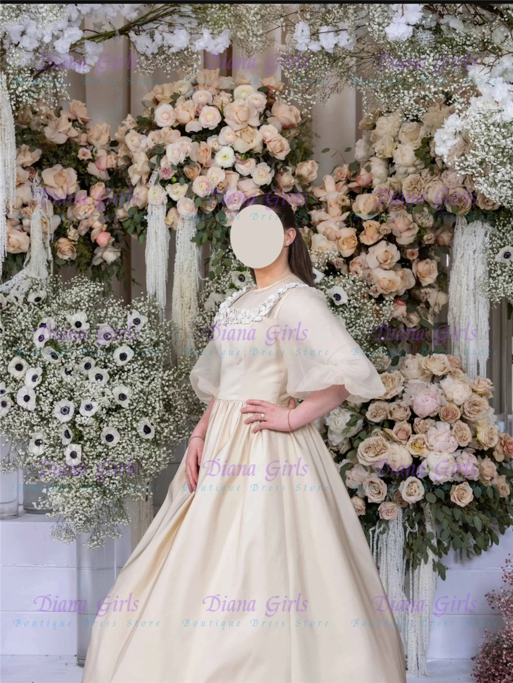 Elegant Ivory Communion Flower Girl Dress Quality SATIN Fluffy Exquisite Applique For Wedding Birthday Party Evening Ball Gowns