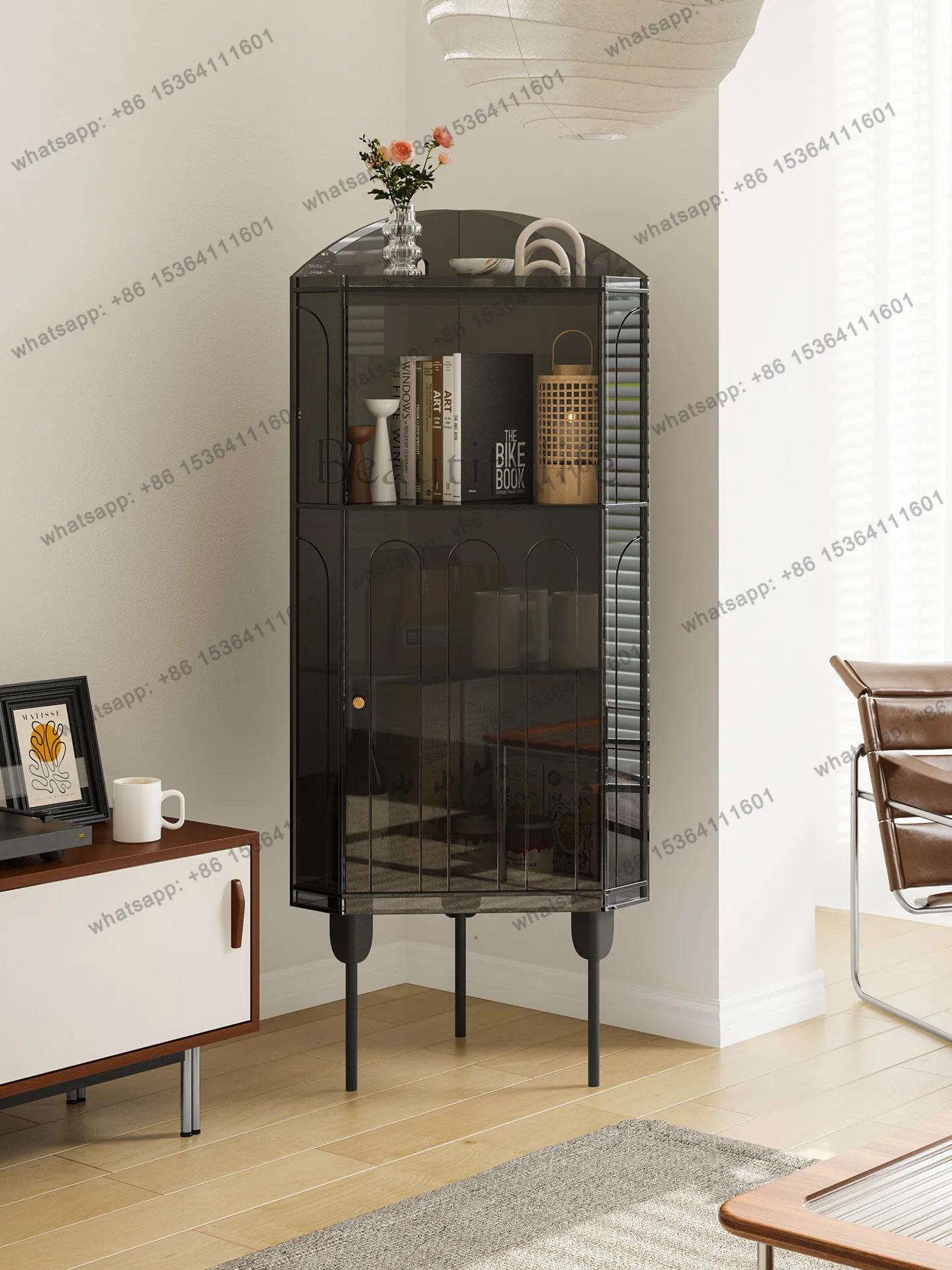 

Acrylic corner storage triangular cabinet dining side living room storage locker