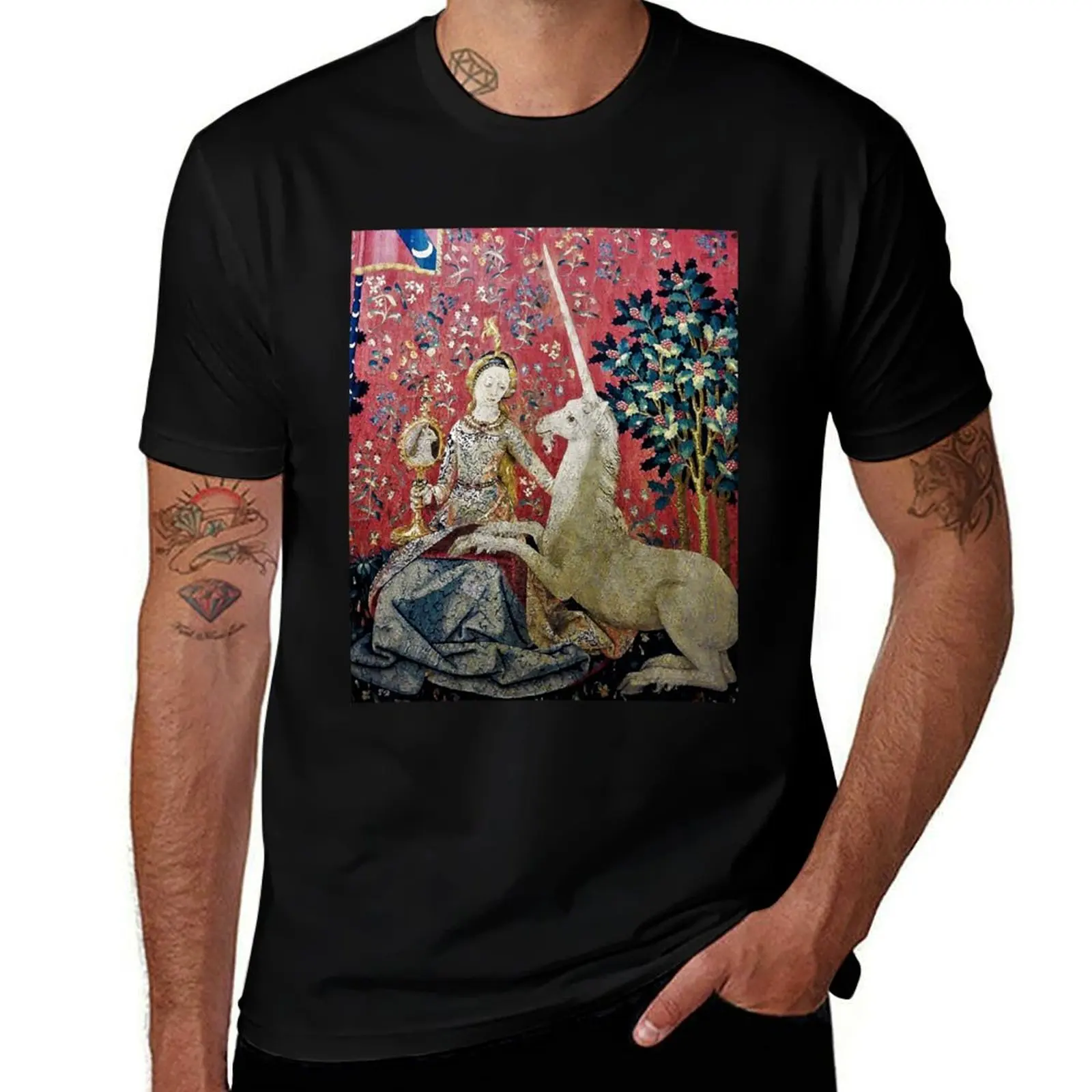 Lady with the Unicorn, detail sight T-Shirt Classic Graphic Short Sleeve Top T-Shirt