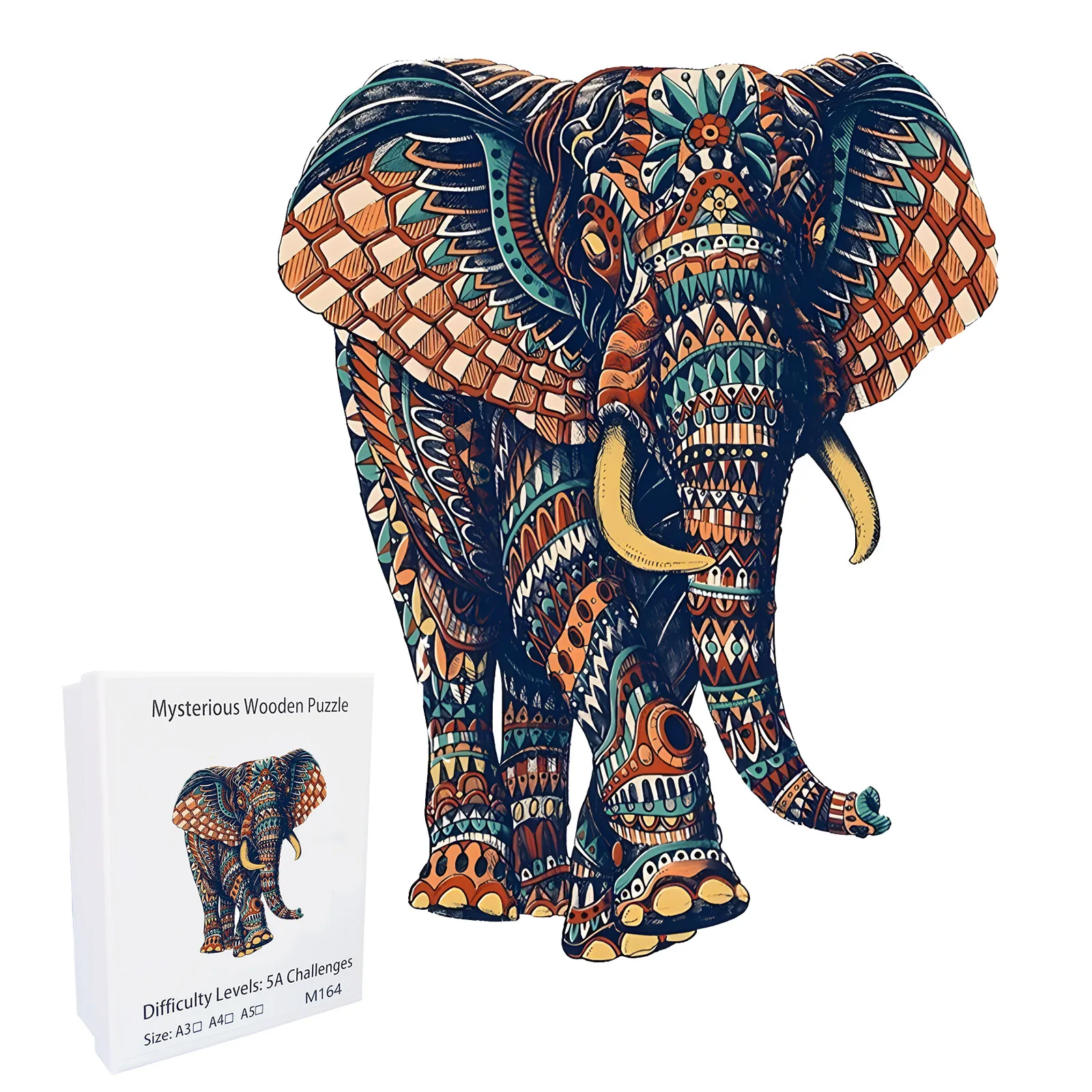 Puzzle unico in legno con elefante, giocattoli antistress per adulti, forme di animali irregolari, regalo di compleanno per le vacanze